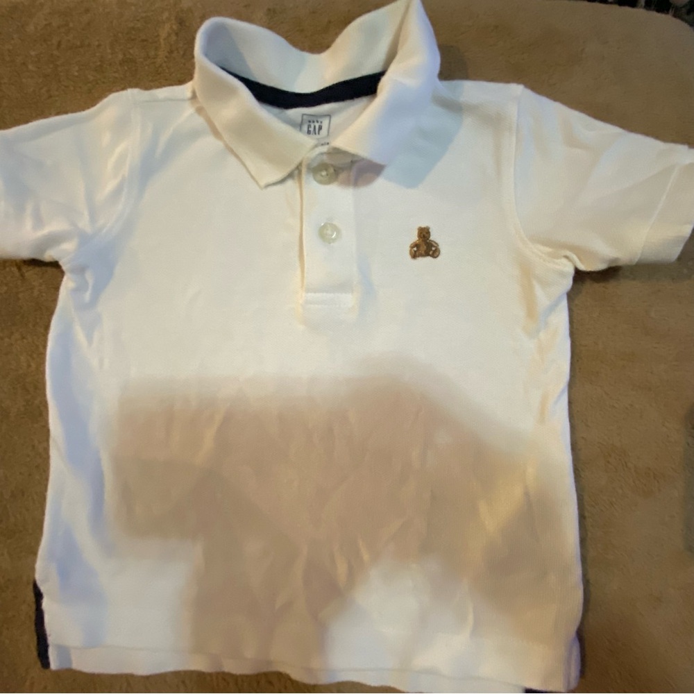 EUC GAP Cream Kids Polo Shirt with Bear Logo 6-12mos